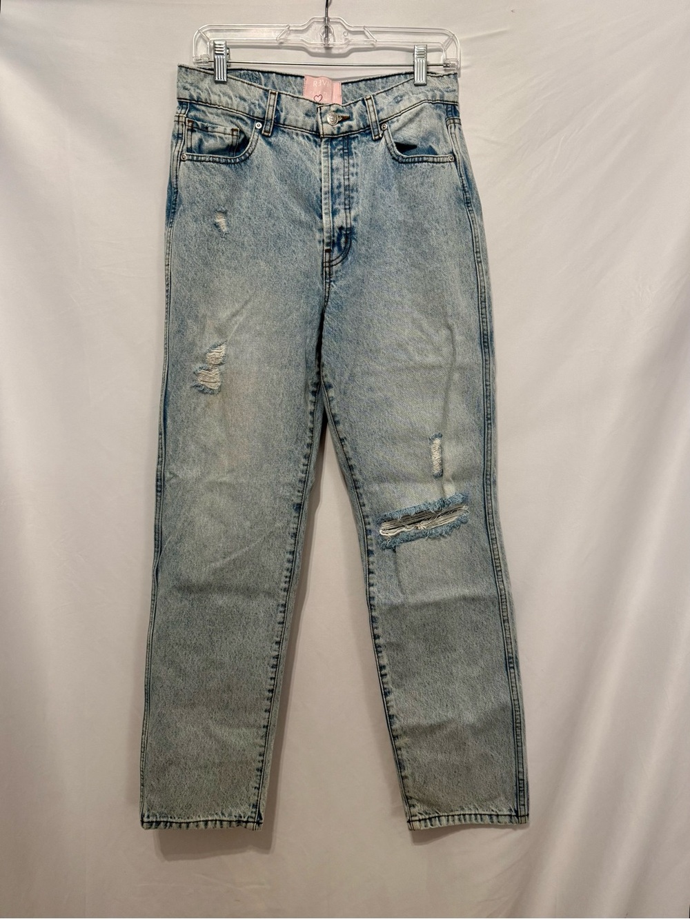 REVICE Light Blue Distressed Straight Leg Jeans 29